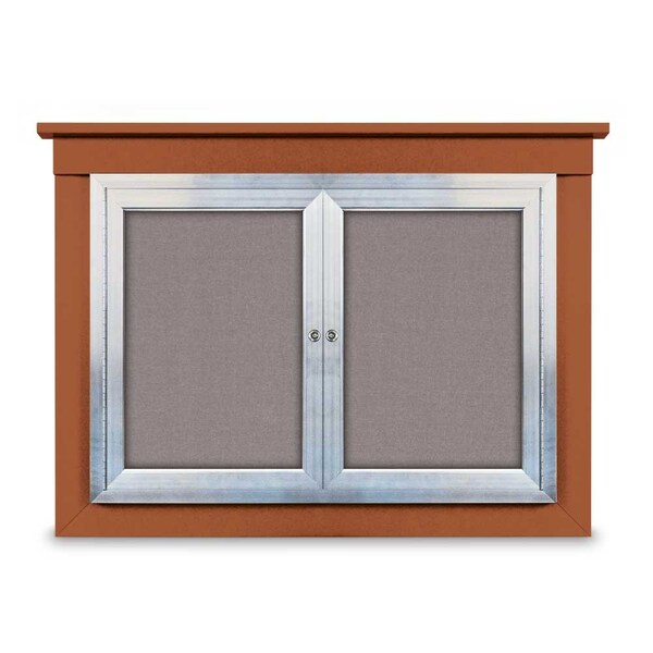 24"x36" 1-Door Enclosed Letterboard, Header, Black Felt/Cherry